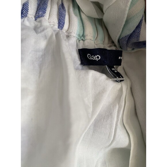 Gap Linen Blend Skirt Womens Small White Blue‎ Stripes Lined Preppy Casual Beach - Picture 6 of 15